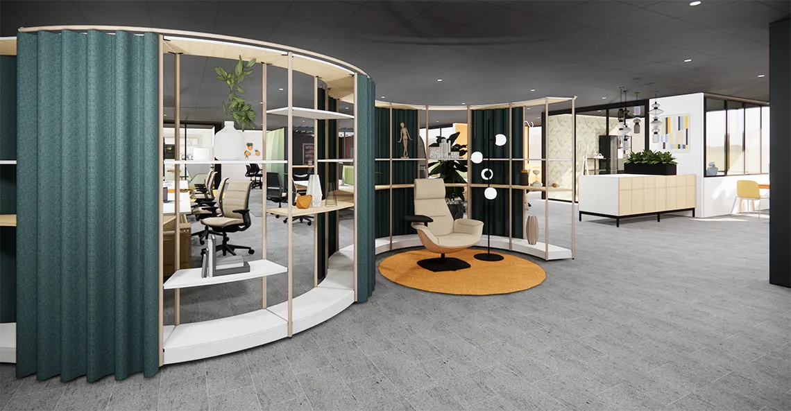 Plateau de bureaux contemporain à Romillé, open space original