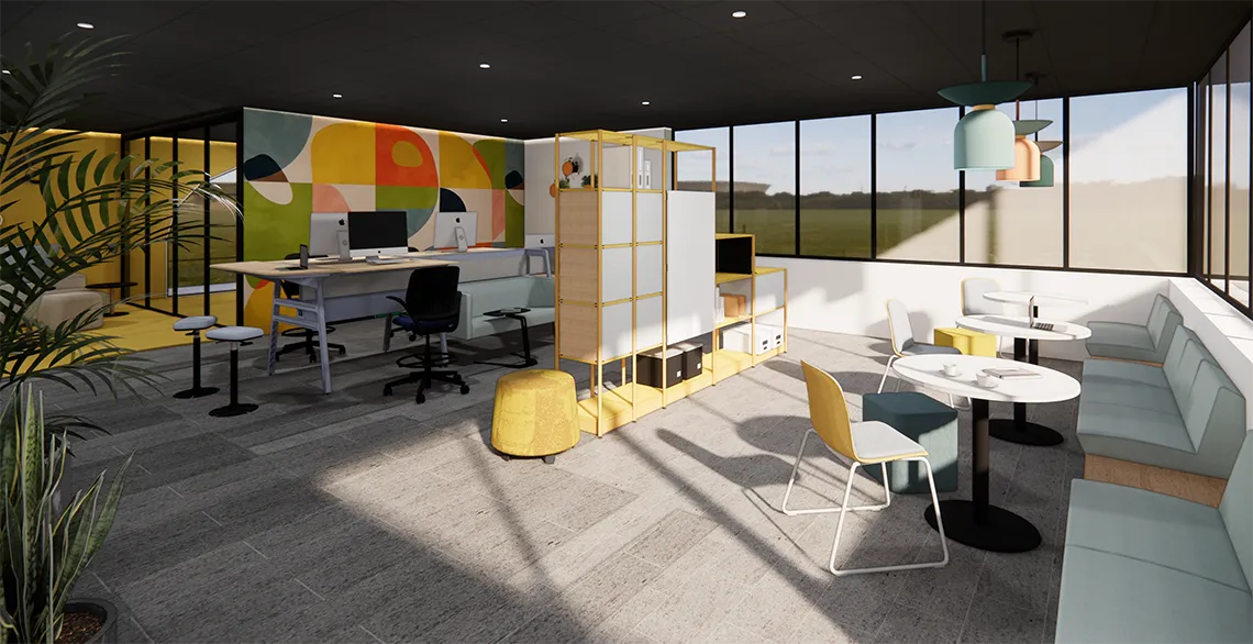 Open space lumineux en Ille-et-Vilaine, mobilier contemporain