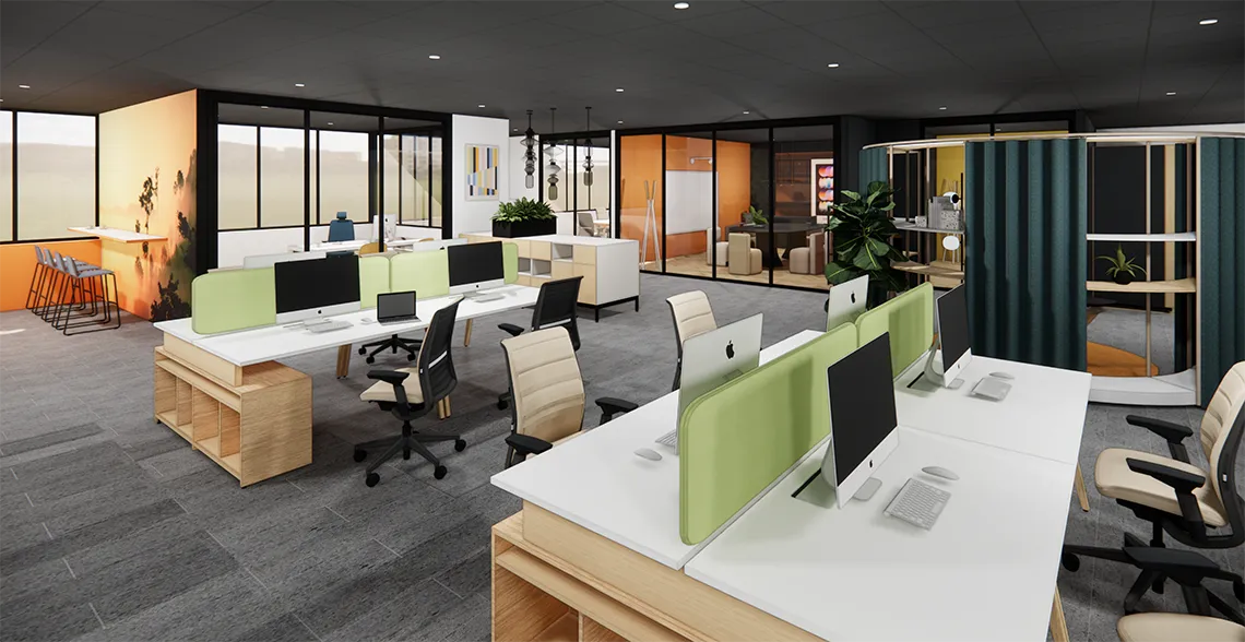 Espace de coworking moderne en Ille-et-Vilaine, postes flexibles