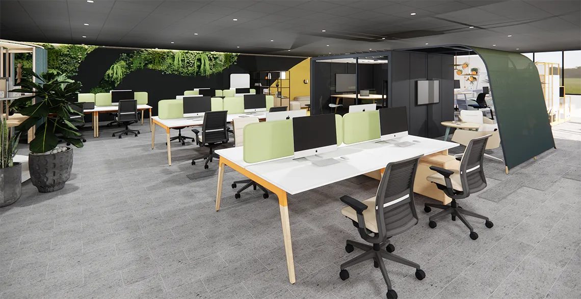 Open space design en Bretagne Ouest, bureaux modernes et lumineux